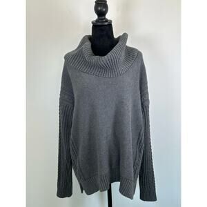 Lauren Ralph Lauren Gray Knit Sweater, Cowl Neck, Size L